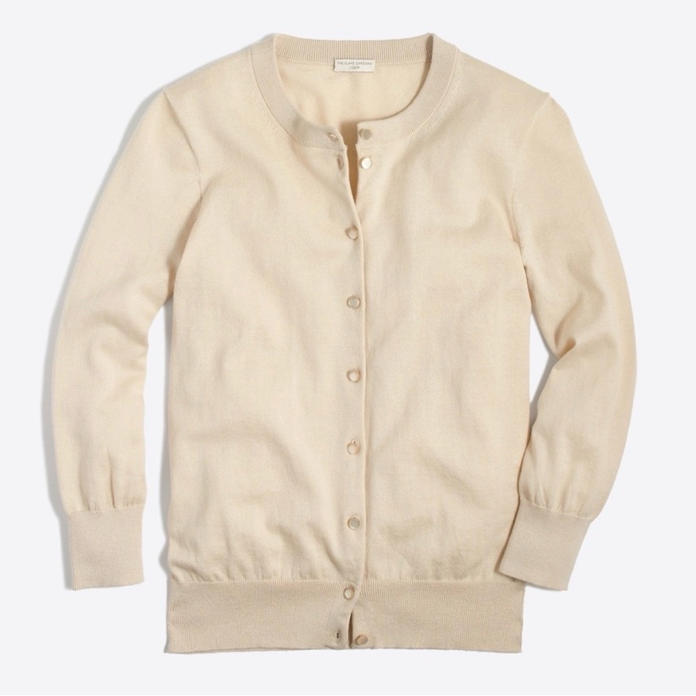 J. Crew Cream Button-Up Clare Cardigan